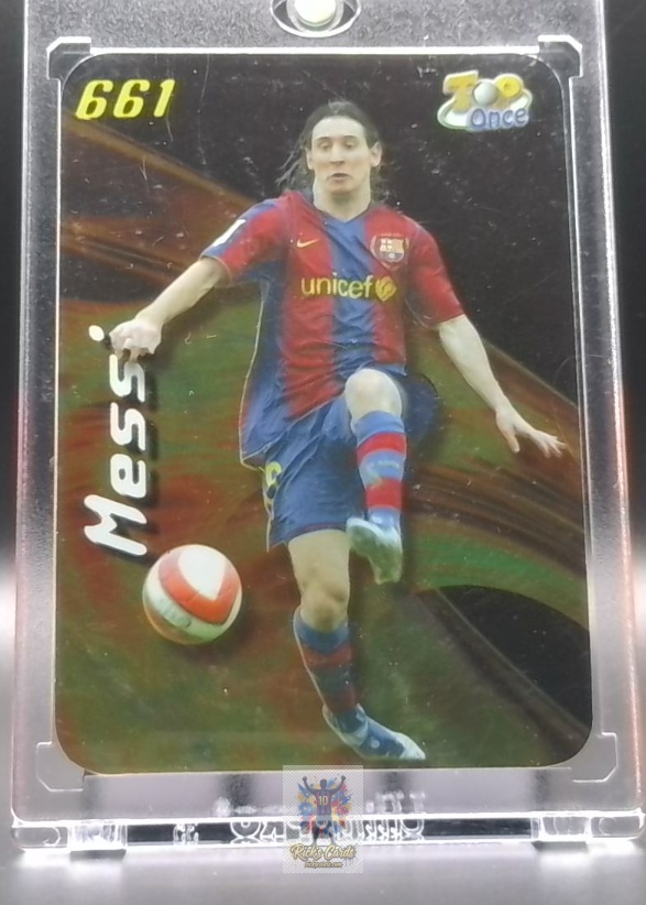   2007 Mundicromo Lionel Messi card is from the Las Fichas de La Liga set, card #661, featuring Top Once Foil, Round Corners, Ungraded. Messi Cards 19