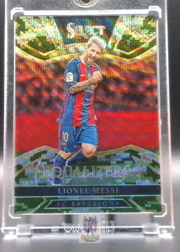   2016 Panini Lionel Messi card is from the Select - Equalizers Camo Prizm set, card #10, featuring Serial Numbered 15/20, Camo Parallel. Messi Cards 37
