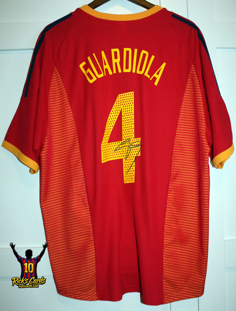 2001 Pep Guardiola Red Spain National home shirt 