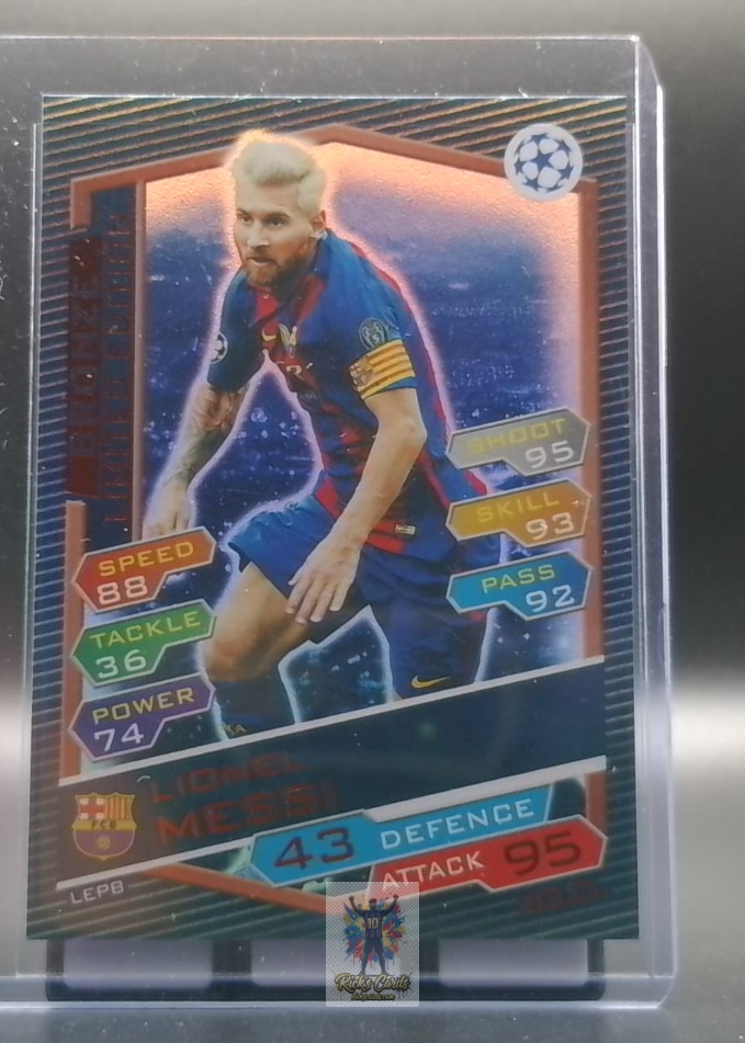 2016-17 Topps Match Attax UEFA Champions League Lionel Messi Bronze Limited Edition insert card #LEPB 483