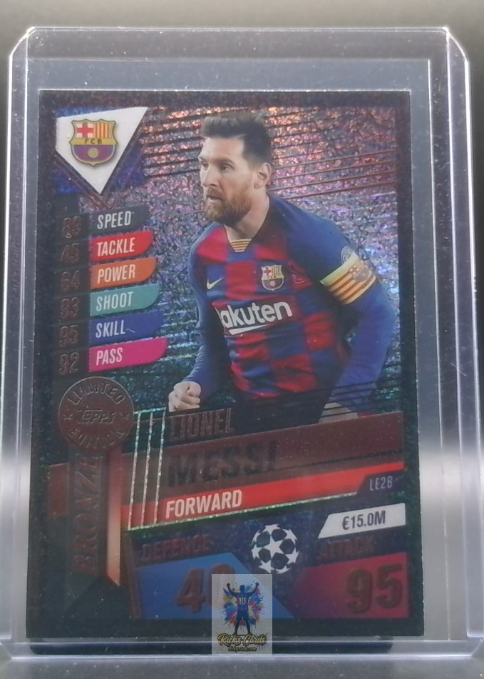 This 2016 Topps Lionel Messi card is from the Match Attax UEFA Champions League set, card #LEPB, featuring Limited Edition Bronze Parallel. 485
