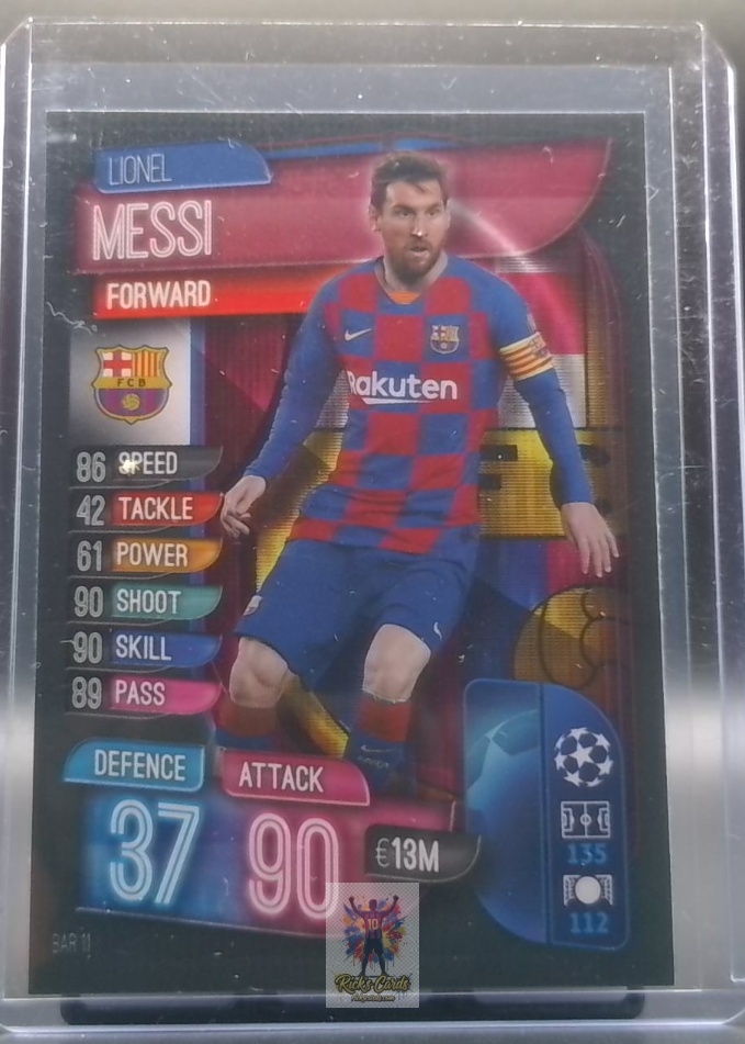 2019-20 Topps Match Attax UEFA Champions League Lionel Messi base card (#BAR 11). 492